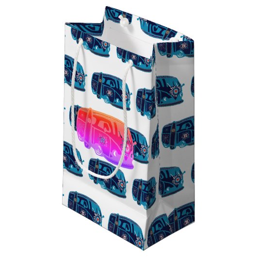 Hippie Van Custom Geschenktasche - Klein, glänzend Kleine Geschenktüte (Vorderseite Schrägansicht)
