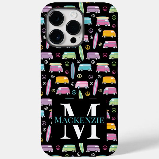Hippie-Van-Friedenszeichen Trippy-Monogramm Case-Mate iPhone Hülle (Rückseite)