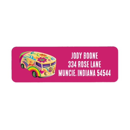 HIPPIE VAN GROOVY PINK Rücksendeadresse (Vorne)
