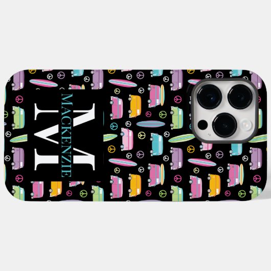 Hippie Van Peace Sign Trippy Monogram Case-Mate iPhone Hülle (Rückseite (Horizontal))