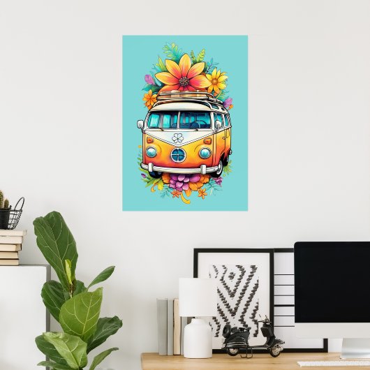 Hippie Van Poster (Heimbüro)