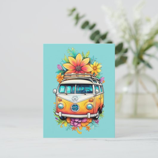 Hippie Van Postkarte (Stehend Vorderseite)