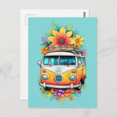 Hippie Van Postkarte (Vorne/Hinten)
