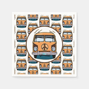 Hippie Van Retro Vintag Style Geburtstag der 70er  Serviette