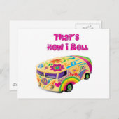 Hippie van Rettro wie ich rollen Postkarte (Vorne/Hinten)