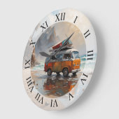 Hippie Van Seascape Traveler Mood Art Große Wanduhr (Winkel)