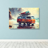 Hippie Van Seascape Traveler Mood Art Leinwanddruck (Insitu (Holzboden))