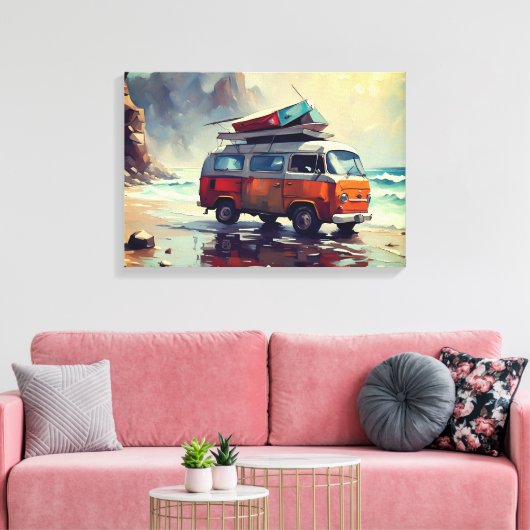 Hippie Van Seascape Traveler Mood Art Leinwanddruck (Insitu (Wohnzimmer))