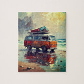 Hippie Van Seascape Traveler Mood Art Puzzle (Vertikal)