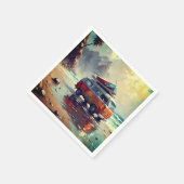 Hippie Van Seascape Traveler Mood Art Serviette (Ecke)