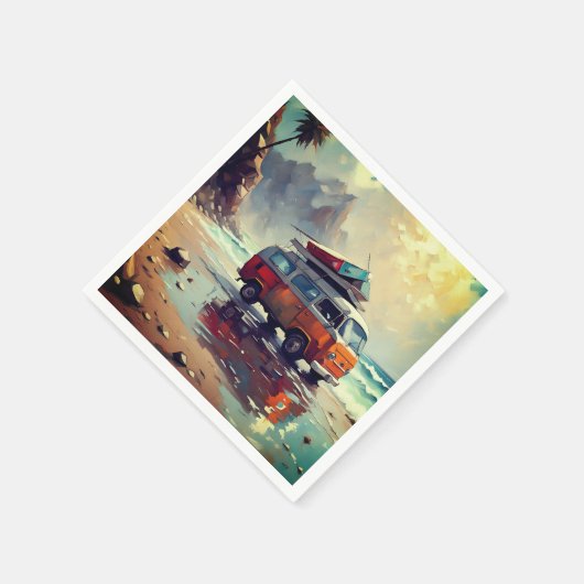 Hippie Van Seascape Traveler Mood Art Serviette (Ecke)