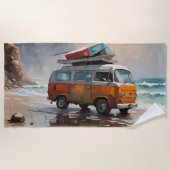 Hippie Van Seascape Traveler Mood Art Strandtuch (Vorderseite)