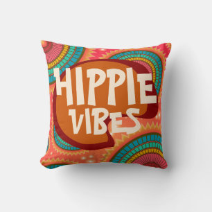 Hippie Vibes Vintage Retrofarben 60er Throw Kissen