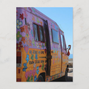 HIPPIE VINTAG BUS POSTCARD POSTKARTE