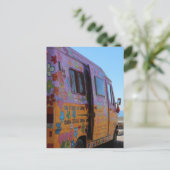 HIPPIE VINTAG BUS POSTCARD POSTKARTE (Stehend Vorderseite)
