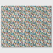 Hippie-Volks kunst-Blumen-Patchwork mit Vögeln Geschenkpapier (Flach)