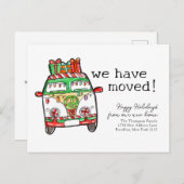 Hippie Weihnachten Van Holiday Wir haben uns beweg Ankündigungspostkarte (Vorne/Hinten)