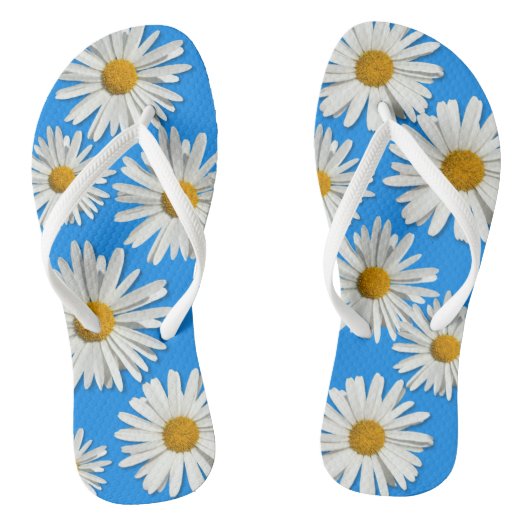 Hippie White Daisy Blume Blossom - Trendy Fashion Badesandalen (Fußbett)