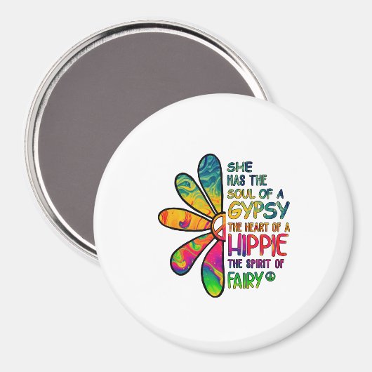 Hippie White Magnet (Vorderseite/Rückseite)