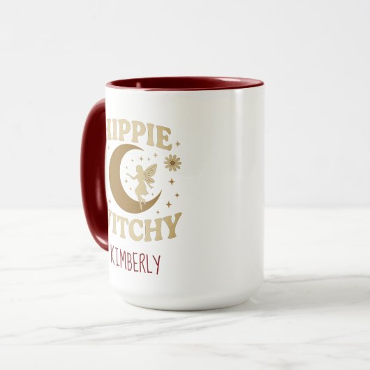 Hippie Witchy Moon & Fairy Unisex Tasse (Vorderseite Links)