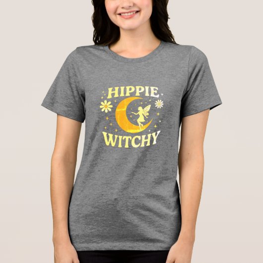 Hippie Witchy Moon & Fairy Unisex Tri-Blend Shirt (Vorderseite)