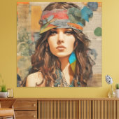 Hippie Woman Collage der 1970er Jahre Leinwanddruck (Insitu (Wohnzimmer))