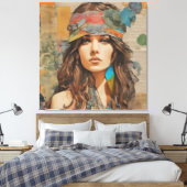 Hippie Woman Collage der 1970er Jahre Leinwanddruck (Insitu (Schlafzimmer))
