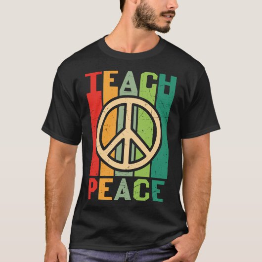 Hippie-Zitat-Design-Teach-Peace- T-Shirt (Vorderseite)