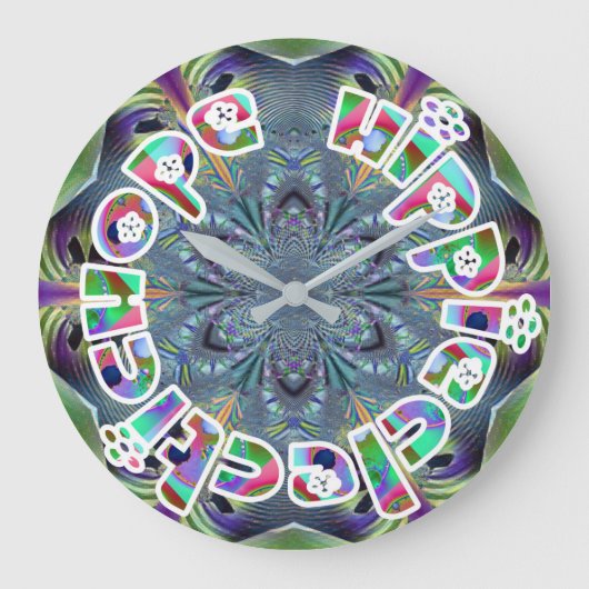 HippieClecticHope APL 20-13 Fractal Große Wanduhr (Vorderseite)