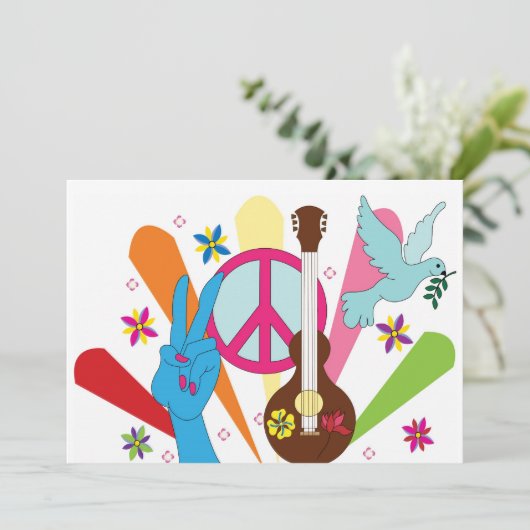 Hippieeinladung Einladung (Stehend Vorderseite)