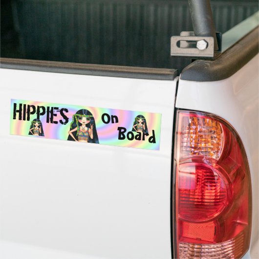 Hippies on Board Funny Hippie Chick Peace Sign Autoaufkleber (Auf Lkw)