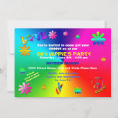 HIPPIEs PARTY EINLADUNG - 60er Jahre - Lebendige F (Rückseite)