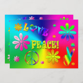 HIPPIEs PARTY EINLADUNG - 60er Jahre - Lebendige F (Vorne/Hinten)