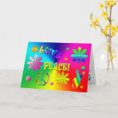 Hippie's Peace and Liebe Gruß - Wilde Farben Karte (Gelbe Blume)