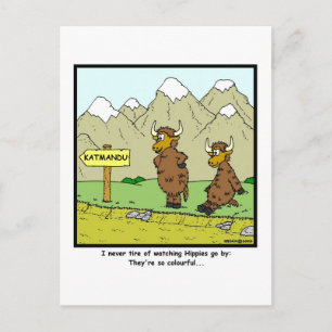 Hippies: Yak Cartoon Postkarte