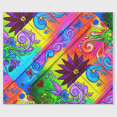 Hippiesiebziger jahre psychedelische Diagonale Geschenkpapier (Flach)