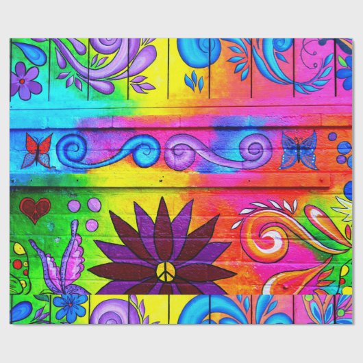 Hippiesiebziger jahre psychedelisches Packpapier (Flach)