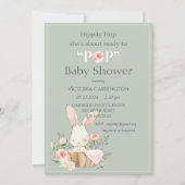 Hippity Hop Bunny Rabbit Modern Baby Einladung (Vorderseite)
