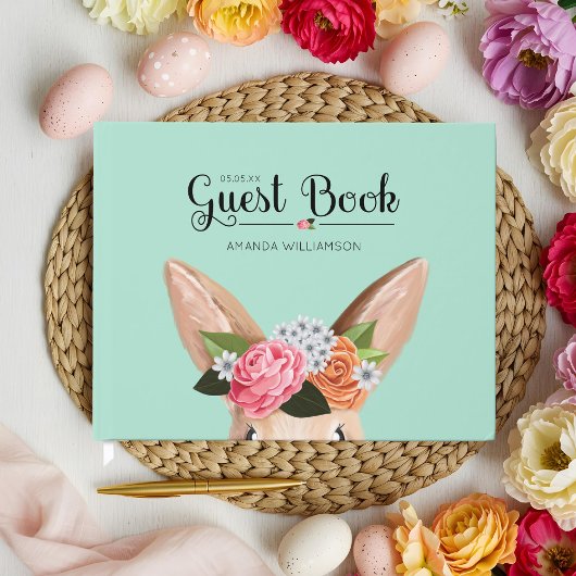 Hippity Hop Osterblütendusche Kaninchen Babydusche Gästebuch