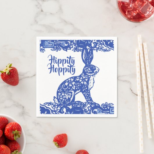 Hippity Hoppity Bunny Rabbit Blue Willow Oaster Serviette (Beispiel)