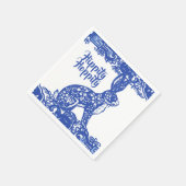 Hippity Hoppity Bunny Rabbit Blue Willow Oaster Serviette (Ecke)