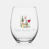 Hippity, Hoppity, Fröhlichkeit! Trinkbehälter Set Weinglas Ohne Stiel (Vorderseite)
