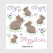 Hippity Hoppity Happy Oaster Bunnies und Blume Aufkleber (Blatt)