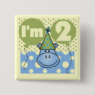 Hippo 2. Geburtstag - Hemden und Geschenke Button