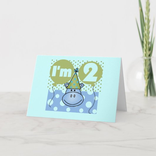 Hippo 2. Geburtstag - Hemden und Geschenke Karte (Vorderseite)