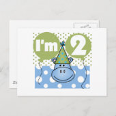 Hippo 2. Geburtstag - Hemden und Geschenke Postkarte (Vorne/Hinten)