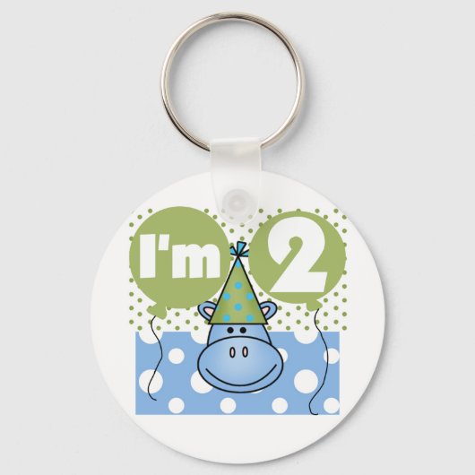 Hippo 2. Geburtstag - Hemden und Geschenke Schlüsselanhänger (Vorderseite)