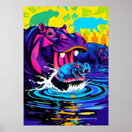Hippo Abstrakt Art Poster