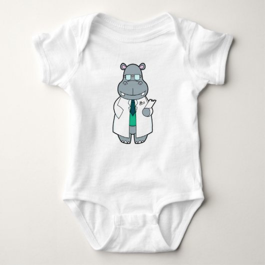 Hippo als Arzt mit Smock Baby Strampler (Vorderseite)