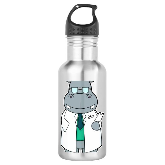 Hippo als Arzt mit Smock Edelstahlflasche (Vorderseite)